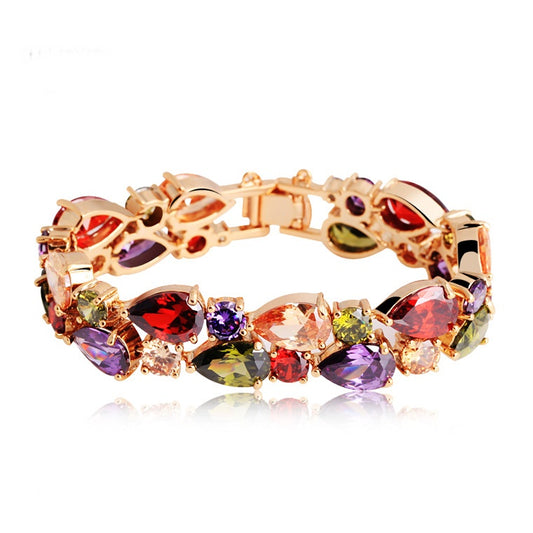 Rose Gold Plated Mixed Color Cubic Zirconia Bracelet AAA2238