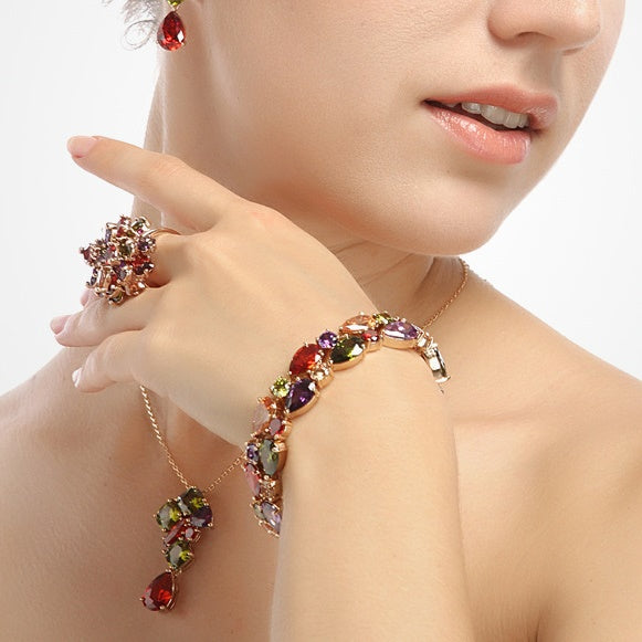 Rose Gold Plated Mixed Color Cubic Zirconia Bracelet AAA2238
