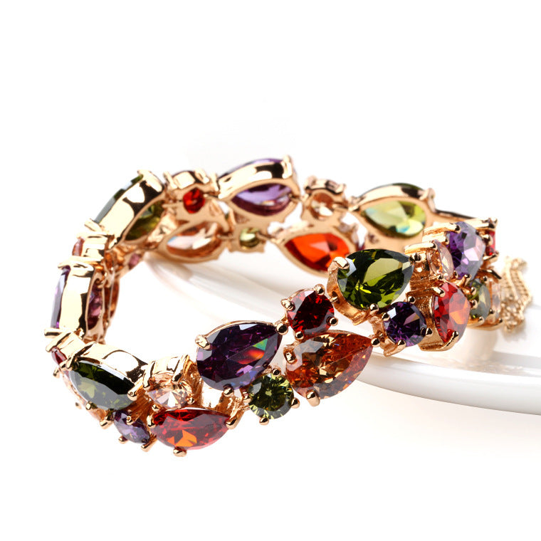 Rose Gold Plated Mixed Color Cubic Zirconia Bracelet AAA2238