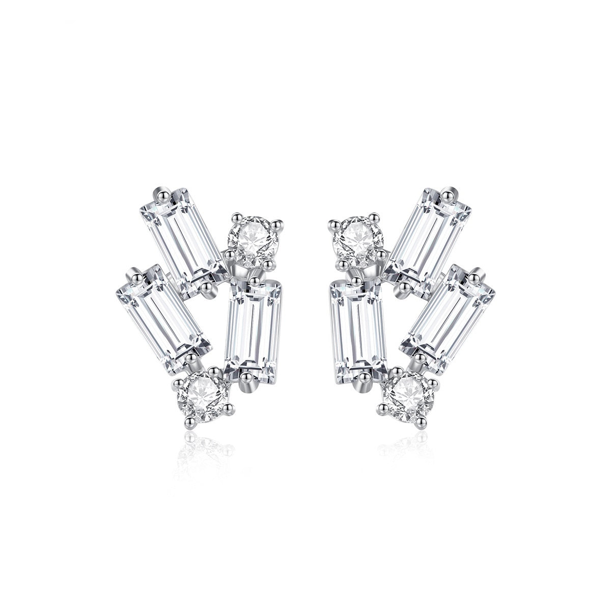 Minimalist Baguette Cubic Zirconia Stud Earrings AAA2262