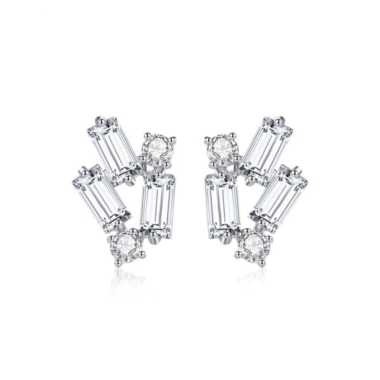 Minimalist Baguette Cubic Zirconia Stud Earrings AAA2262