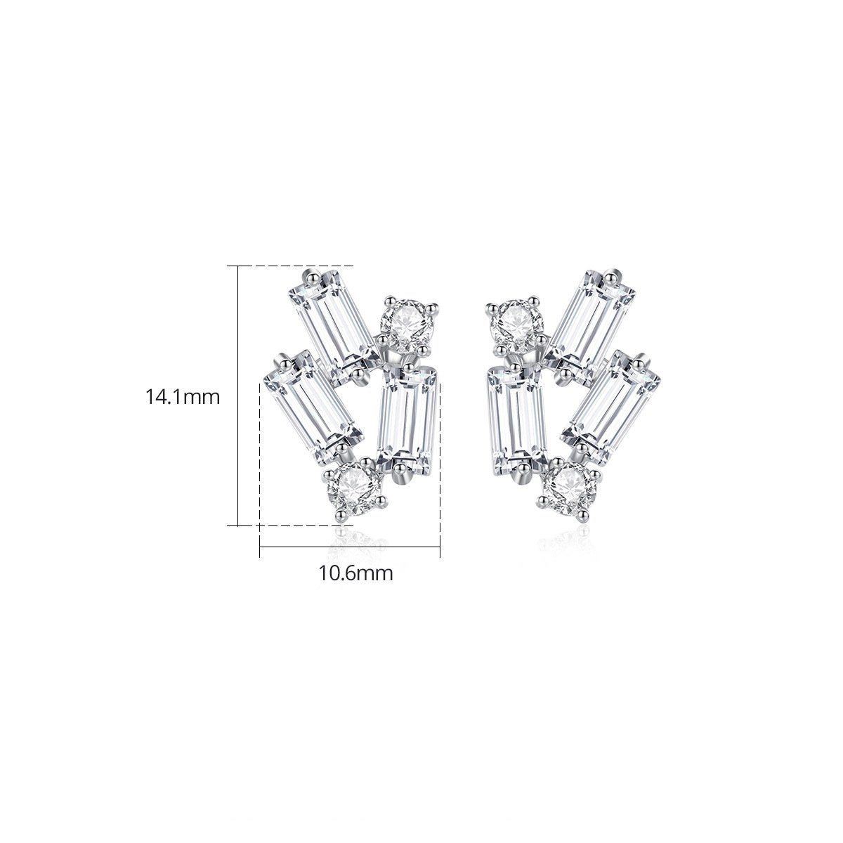 Minimalist Baguette Cubic Zirconia Stud Earrings AAA2262