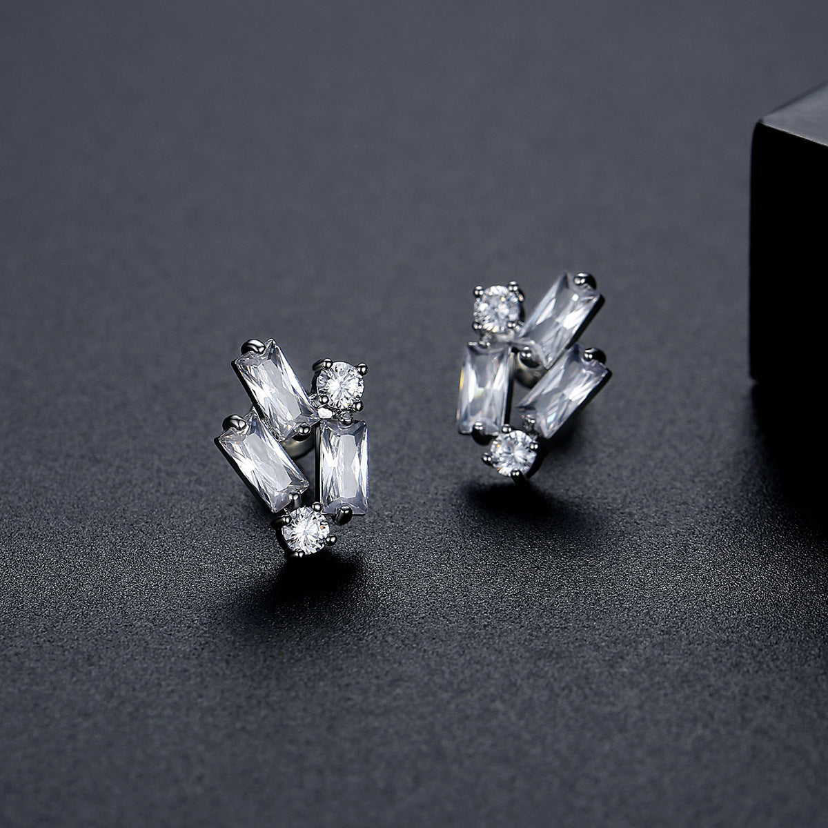 Minimalist Baguette Cubic Zirconia Stud Earrings AAA2262