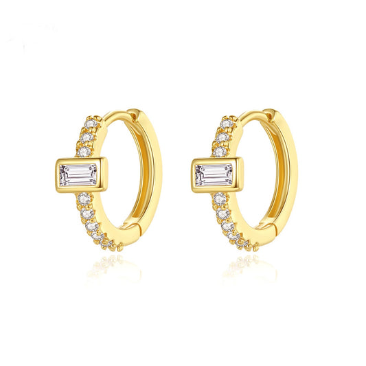Gold Plated Cubic Zirconia Huggie Hoop Earrings AAA2264