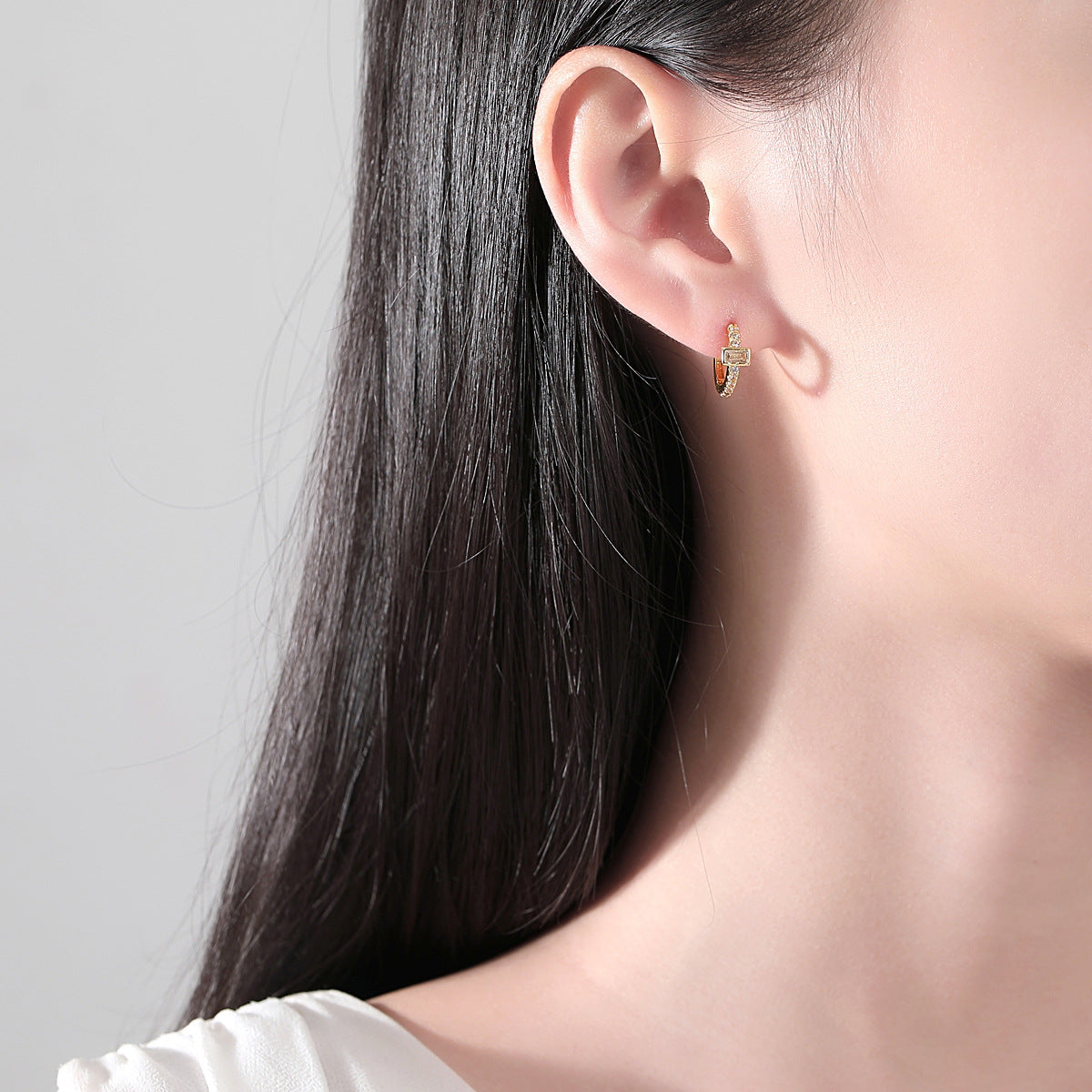 Gold Plated Cubic Zirconia Huggie Hoop Earrings AAA2264