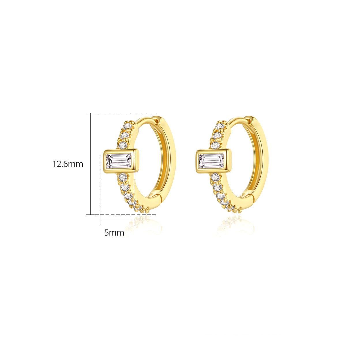 Gold Plated Cubic Zirconia Huggie Hoop Earrings AAA2264