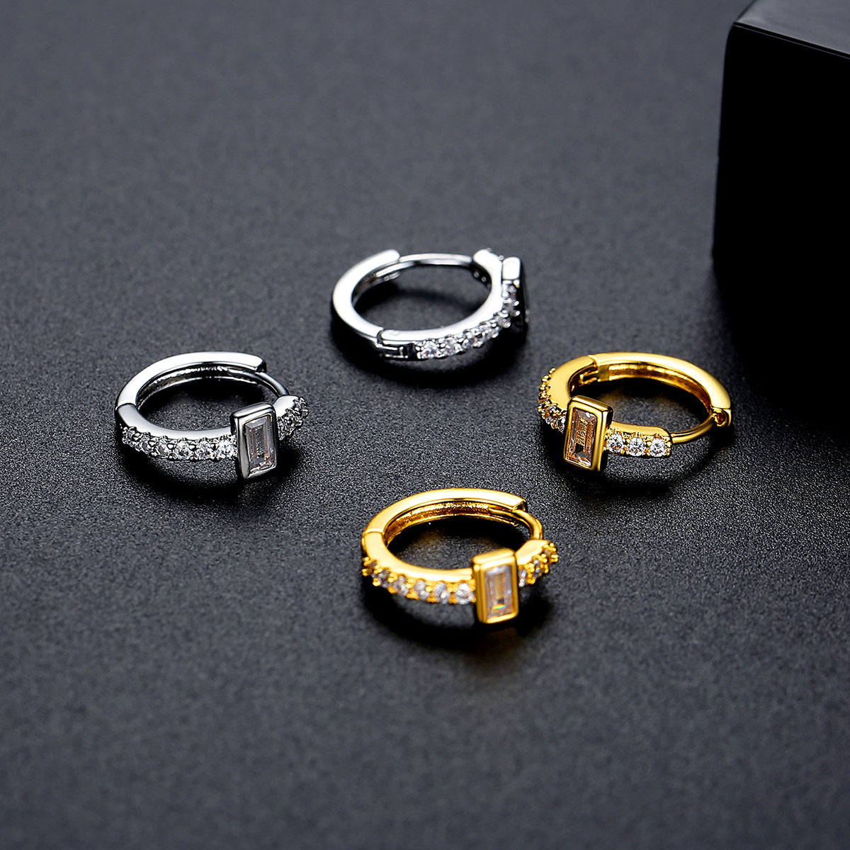 Gold Plated Cubic Zirconia Huggie Hoop Earrings AAA2264
