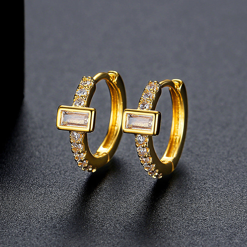 Gold Plated Cubic Zirconia Huggie Hoop Earrings AAA2264