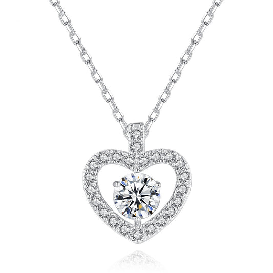 White Gold Plated Cubic Zirconia Heart Shape Pendant Necklace AAA2265