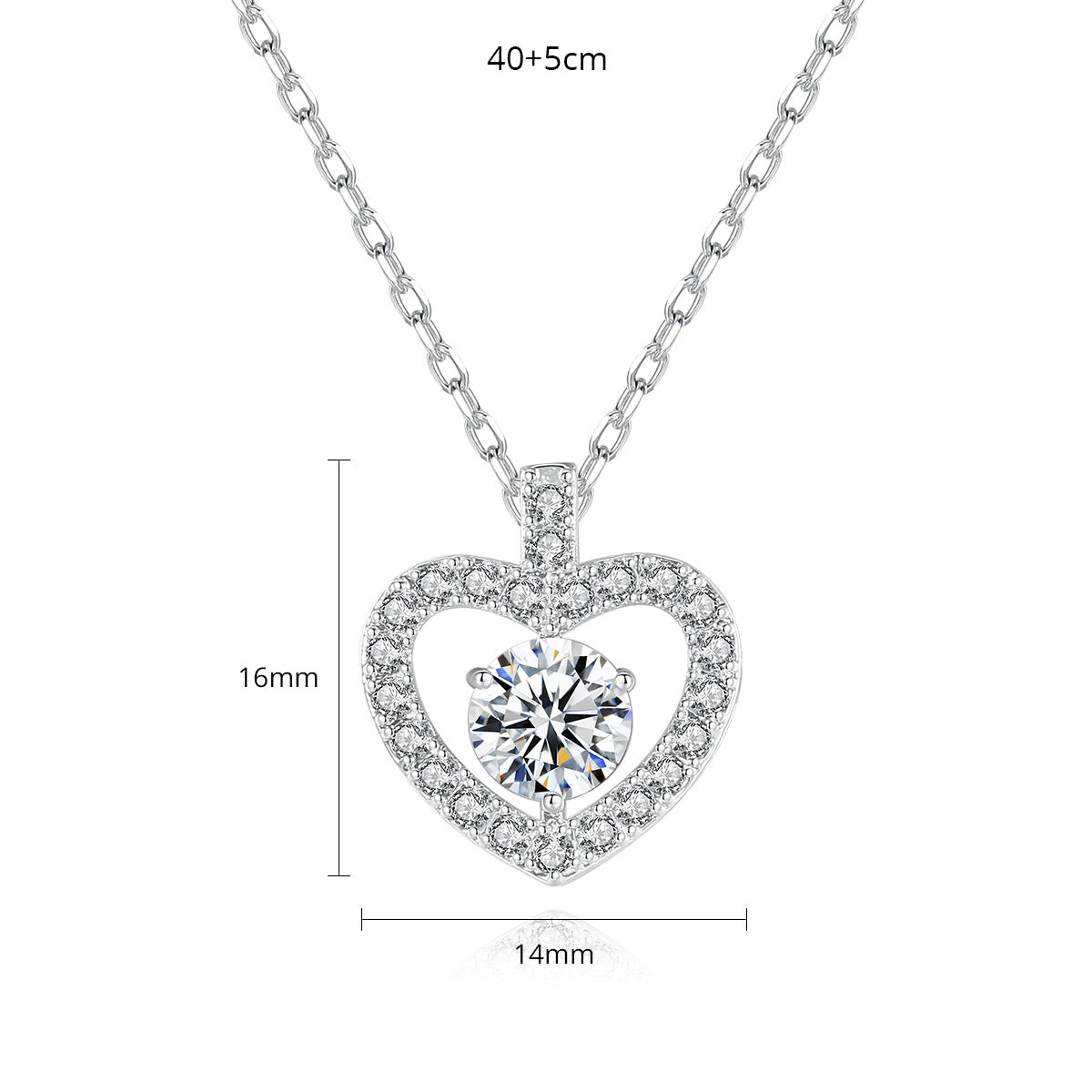 White Gold Plated Cubic Zirconia Heart Shape Pendant Necklace AAA2265