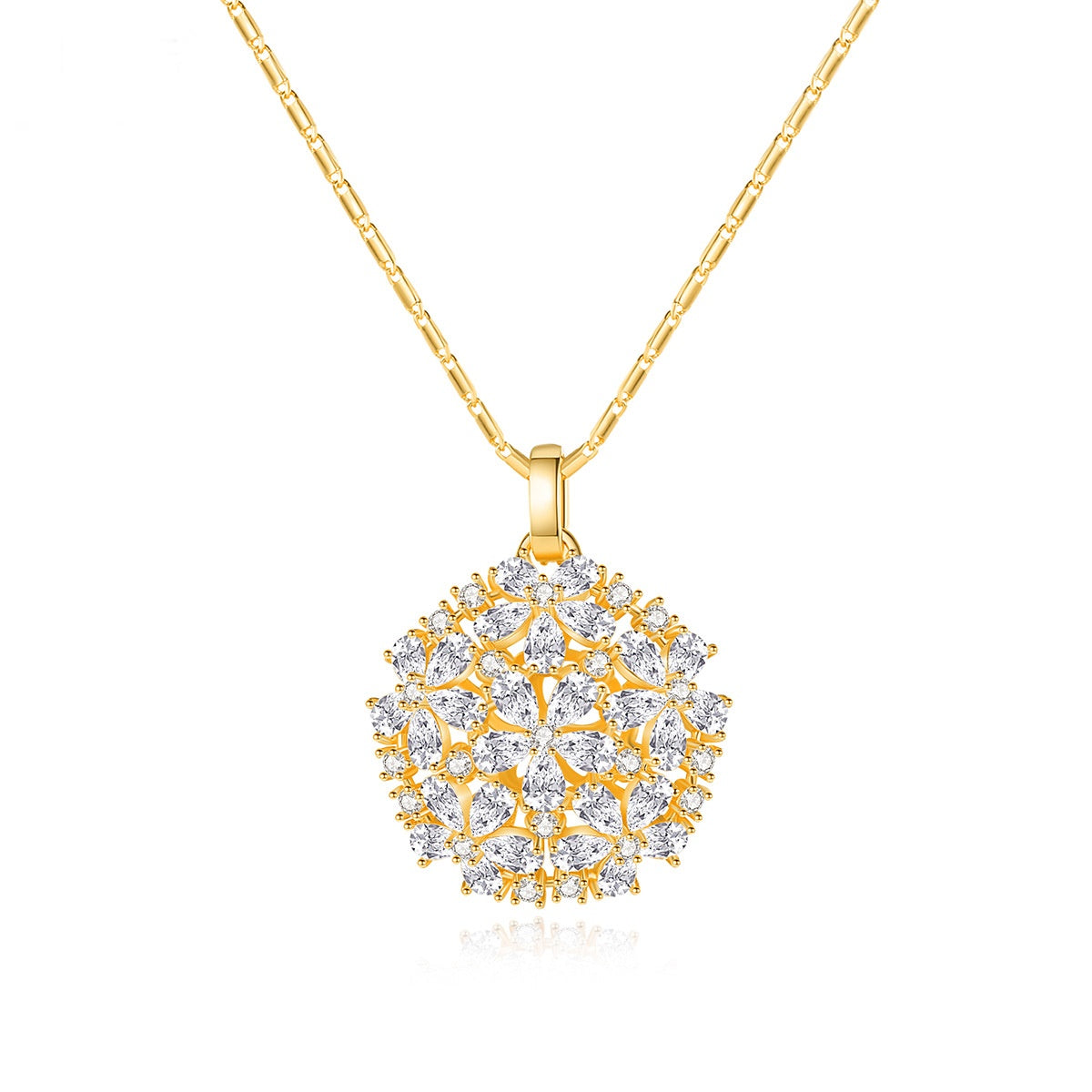 Gold Plated Cubic Zirconia Round Pandant Necklace AAA2266