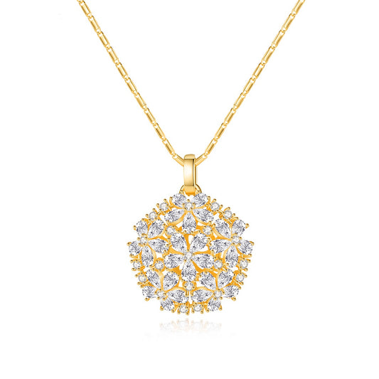 Gold Plated Cubic Zirconia Round Pandant Necklace AAA2266