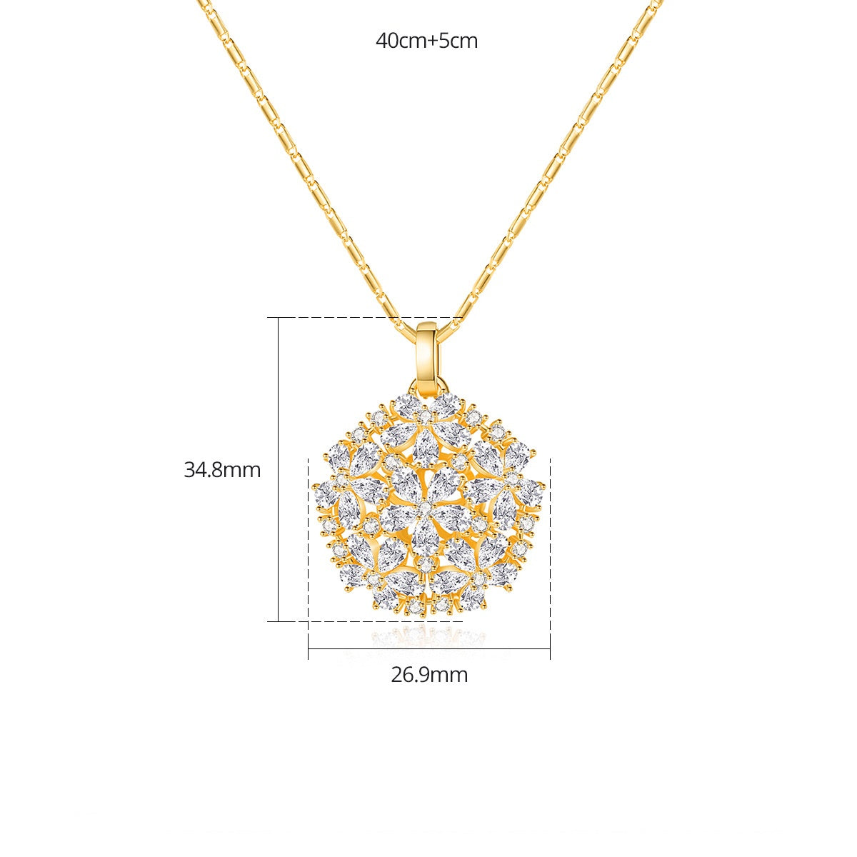 Gold Plated Cubic Zirconia Round Pandant Necklace AAA2266