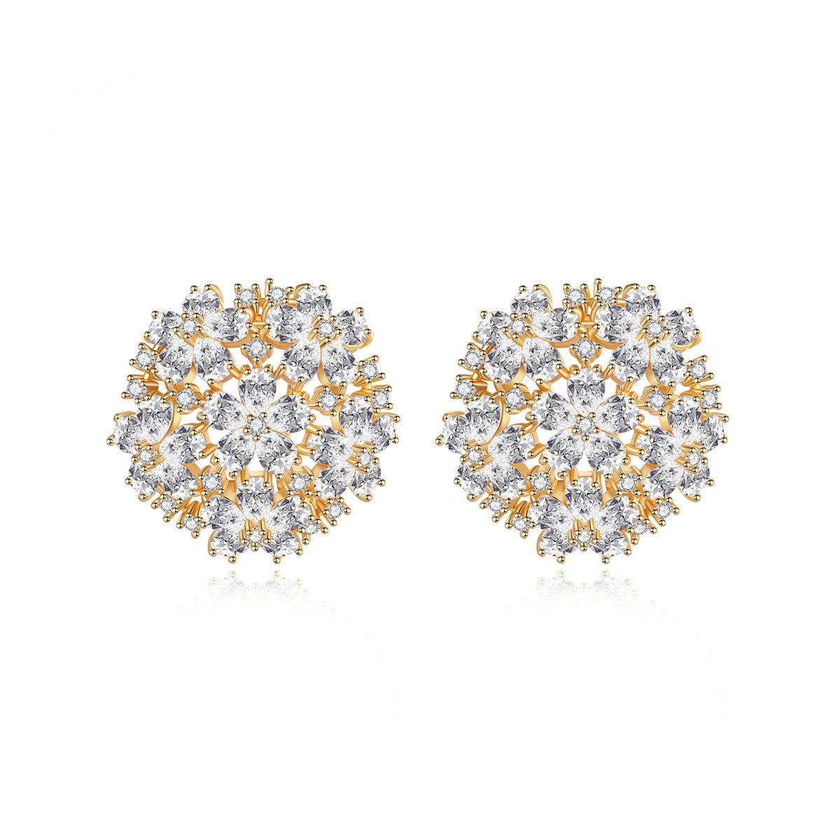 Gold Plated Cubic Zirconia Dome Sparkle Earrings AAA2267