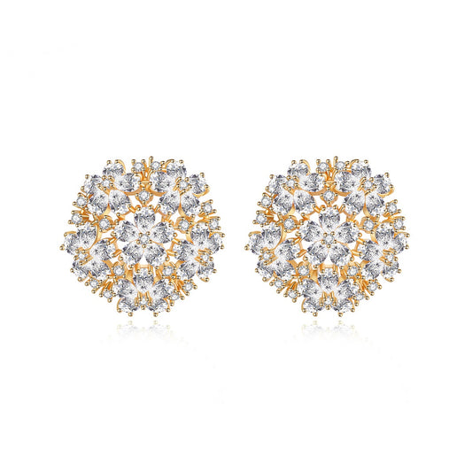 Gold Plated Cubic Zirconia Dome Sparkle Earrings AAA2267