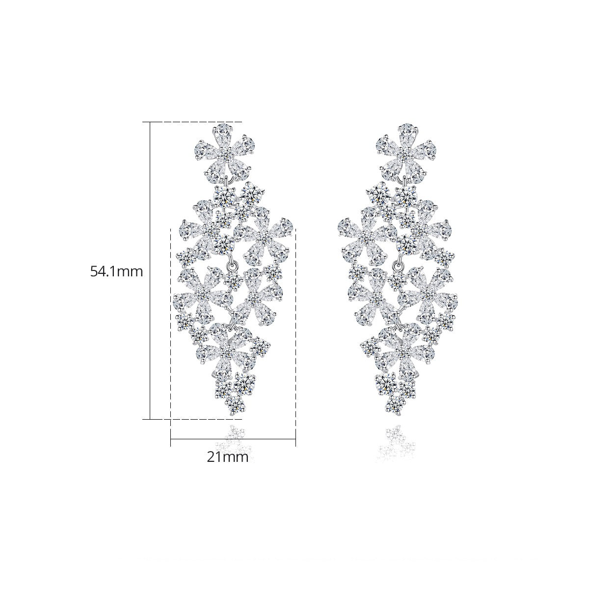 White Gold Plated Bridal Cubic Zirconia Cluster Earrings AAA2270