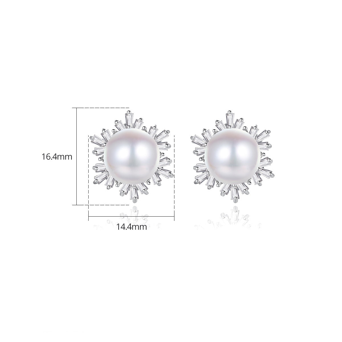 White Gold Plated Faux Pearl Cubic Zirconia Stud Earrings AAA2274