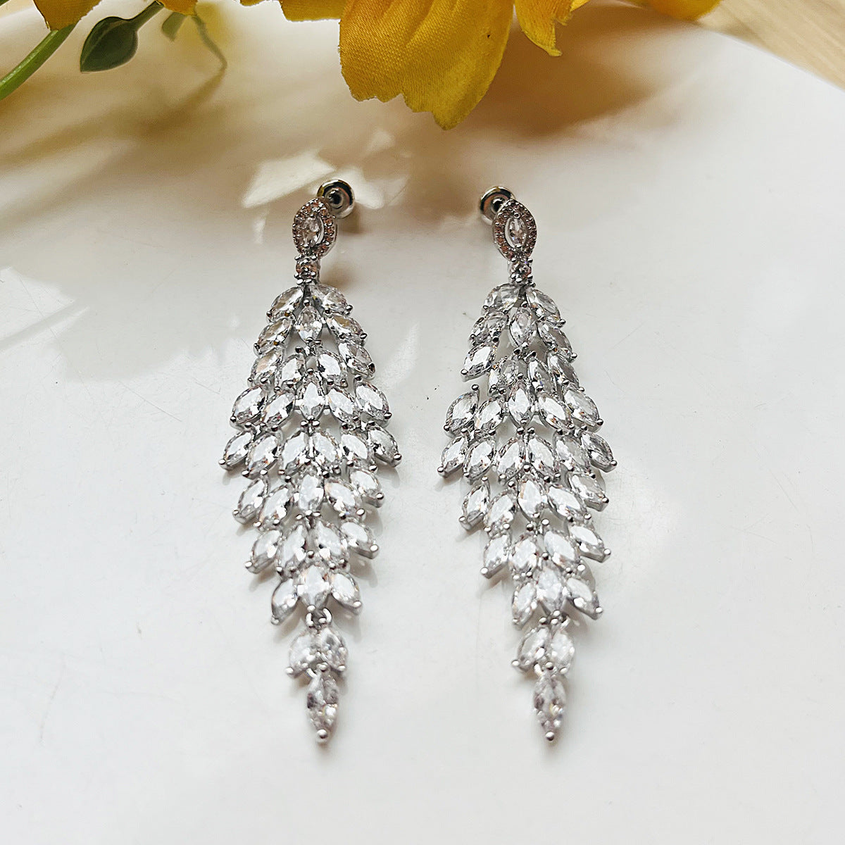 Navette Cubic Zirconia Chandelier Dangle Earrings AAA2278