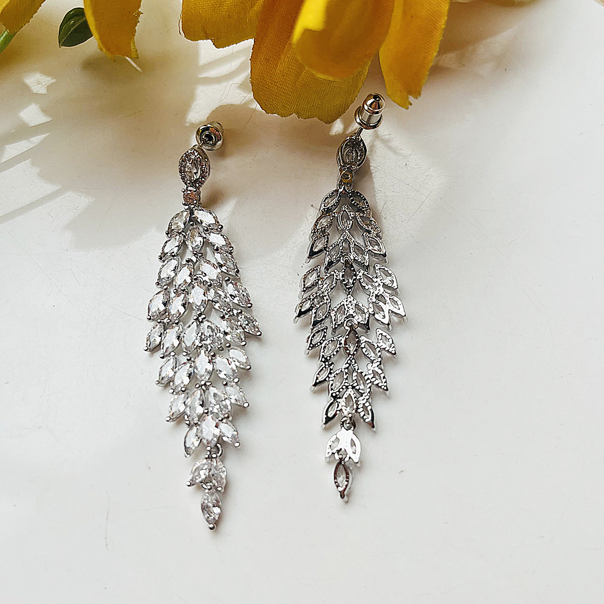 Navette Cubic Zirconia Chandelier Dangle Earrings AAA2278
