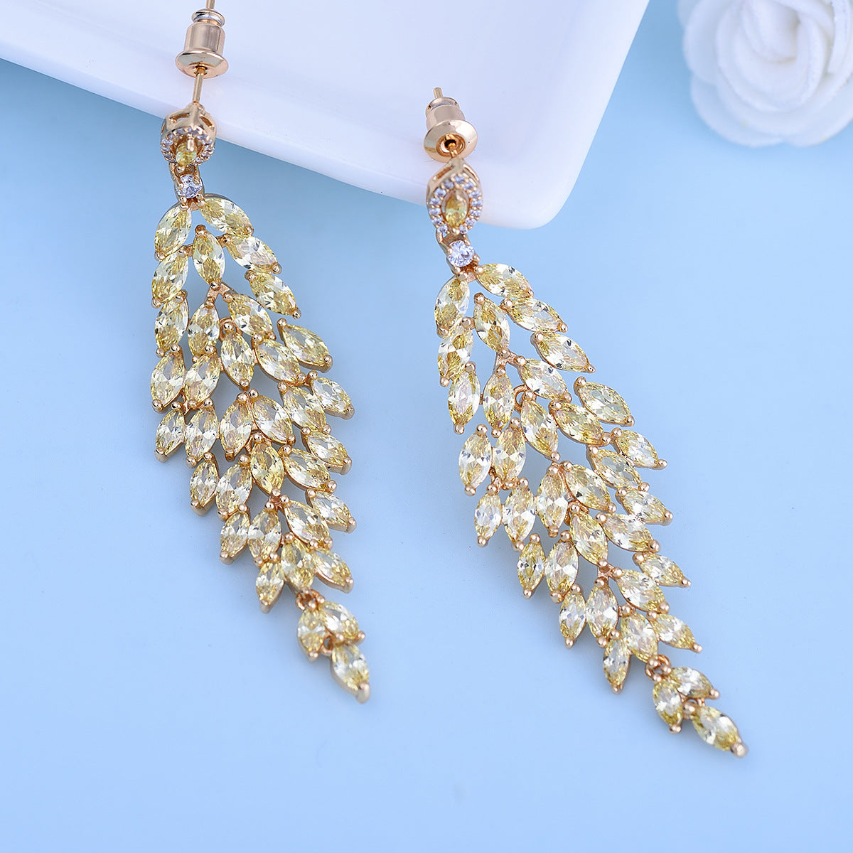 Navette Cubic Zirconia Chandelier Dangle Earrings AAA2278