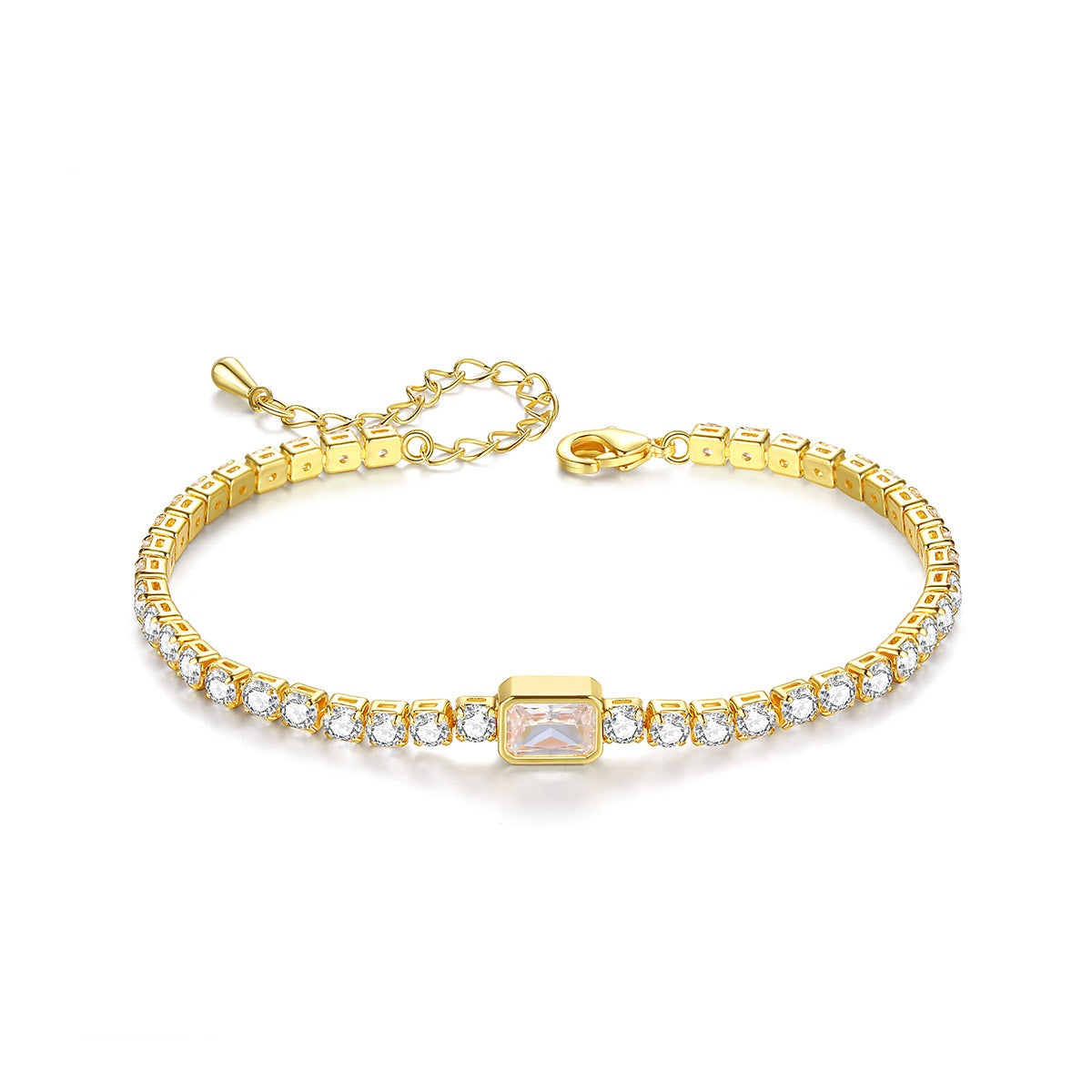 Gold Plated Cubic Zirconia Cupchain Bracelet AAA2280
