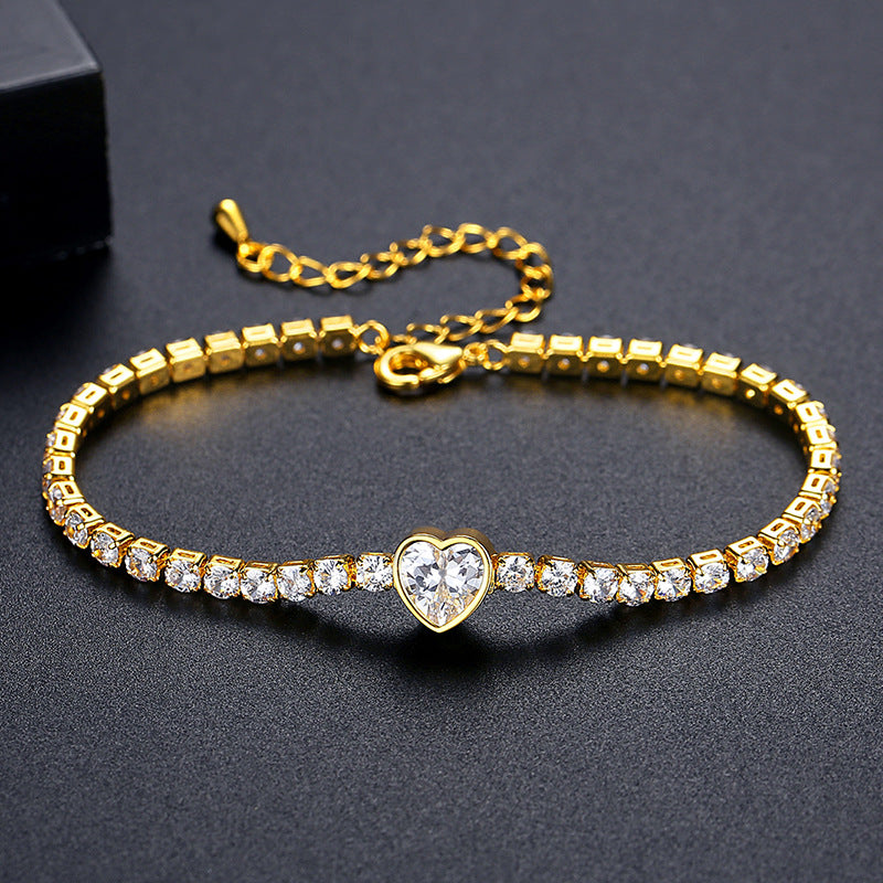 Gold Plated Cubic Zirconia Cupchain Bracelet AAA2280