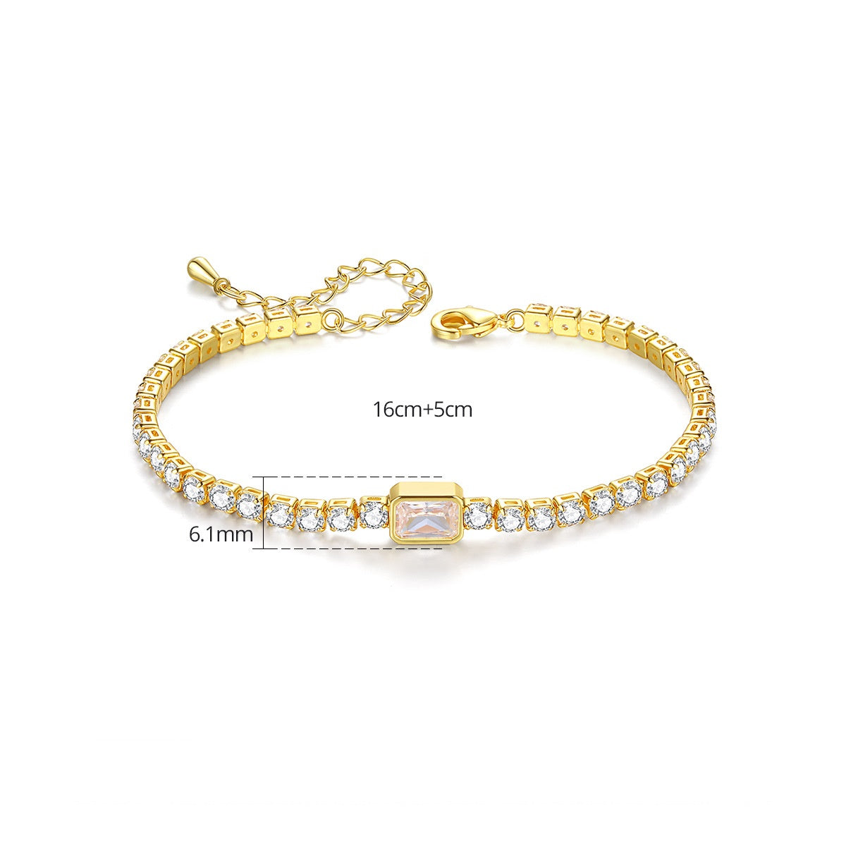 Gold Plated Cubic Zirconia Cupchain Bracelet AAA2280