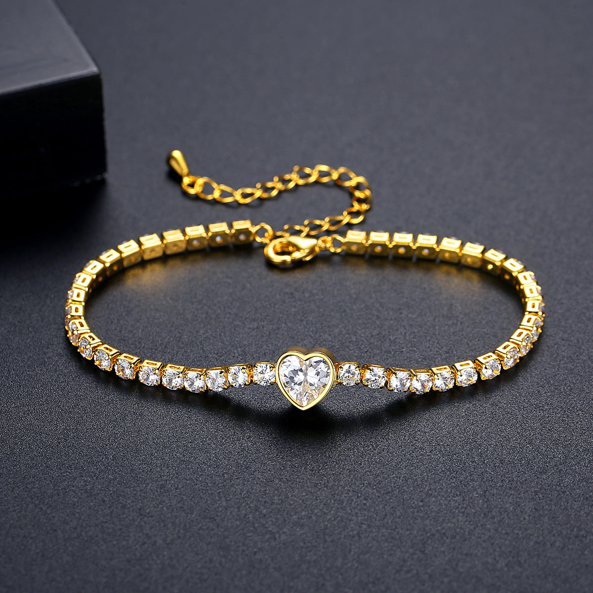 Gold Plated Cubic Zirconia Cupchain Bracelet AAA2280
