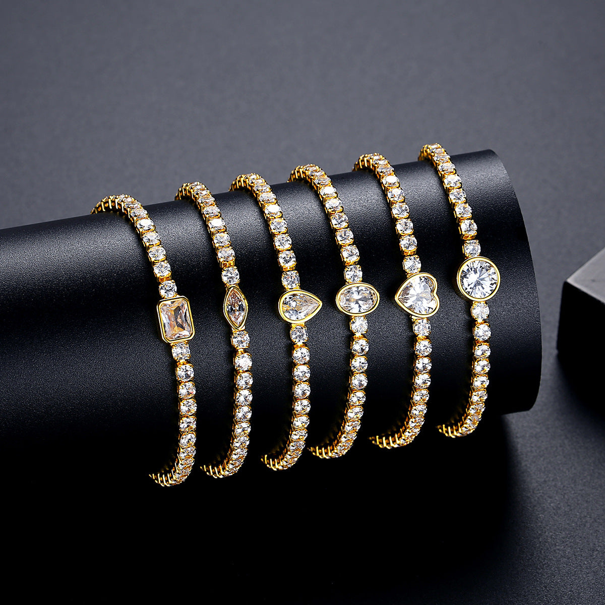 Gold Plated Cubic Zirconia Cupchain Bracelet AAA2280