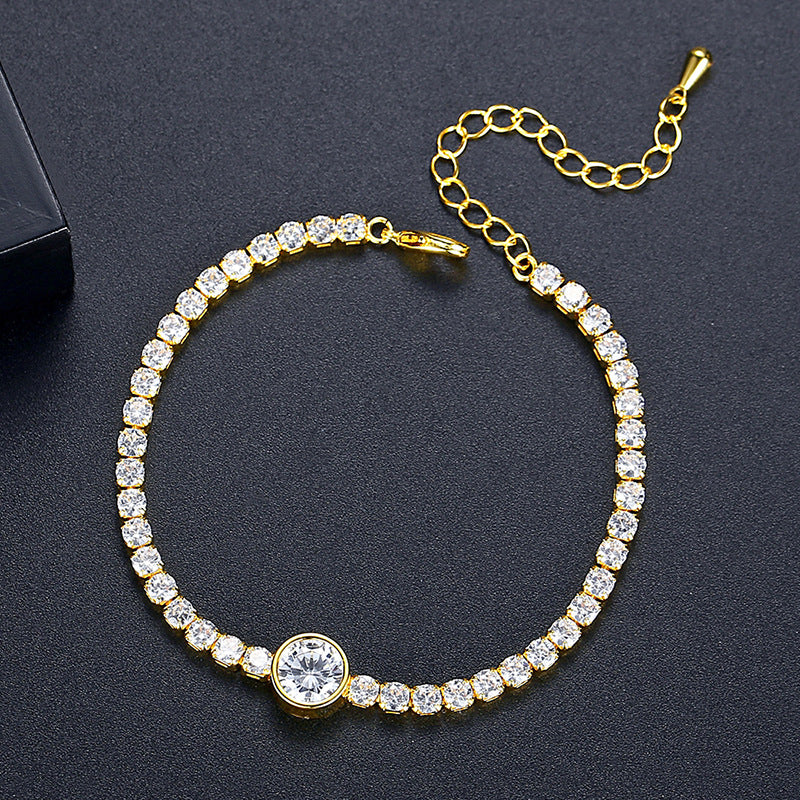 Gold Plated Cubic Zirconia Cupchain Bracelet AAA2280