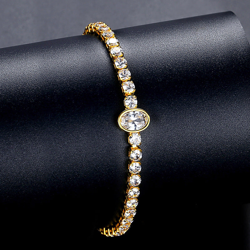 Gold Plated Cubic Zirconia Cupchain Bracelet AAA2280