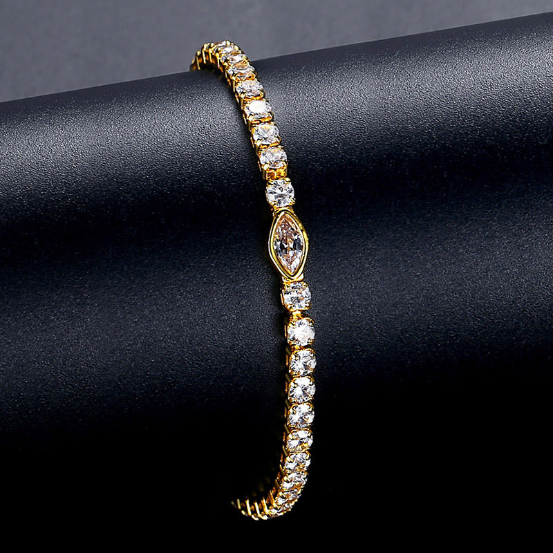 Gold Plated Cubic Zirconia Cupchain Bracelet AAA2280