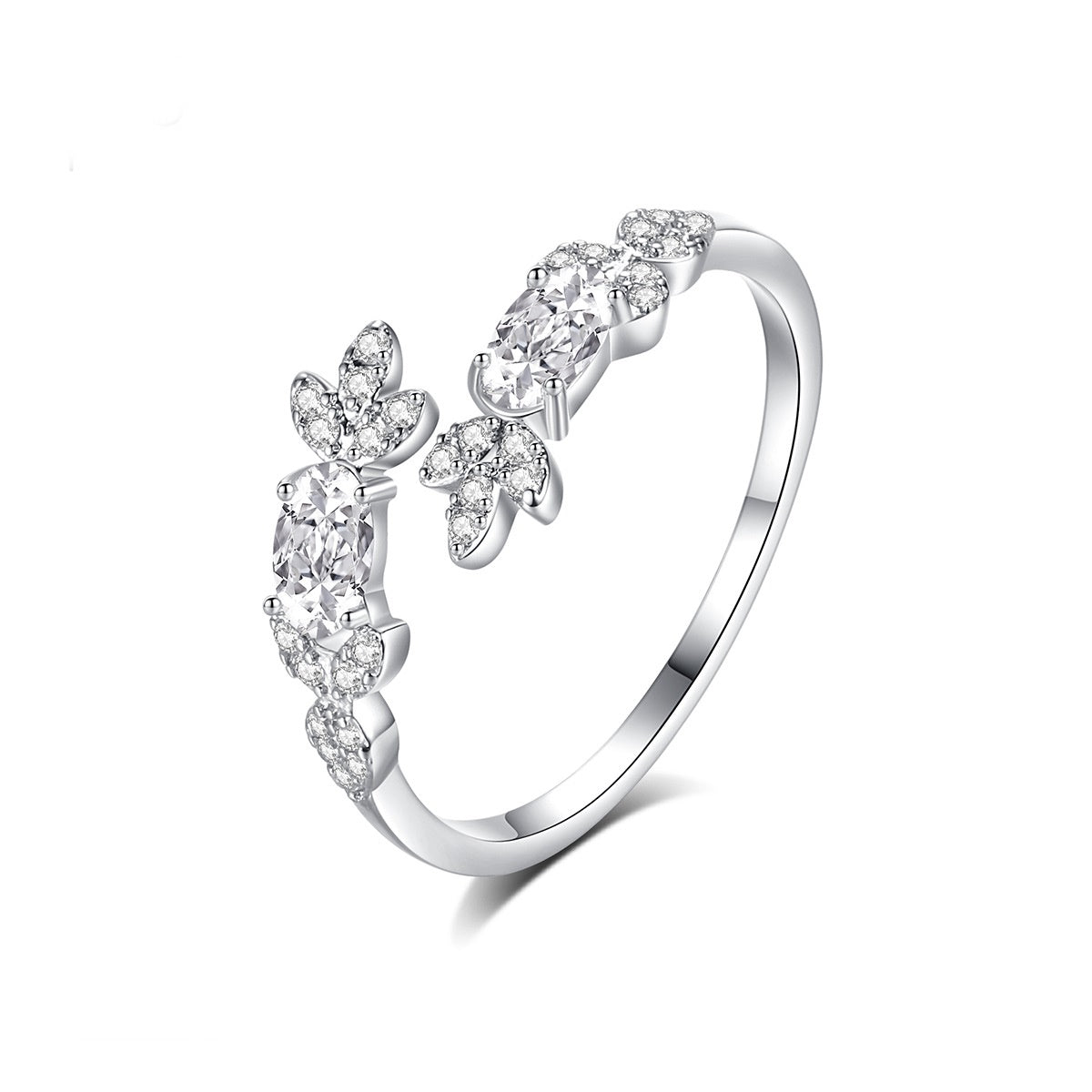 White Gold Plated Cubic Zirconia Crossover Ring AAA2290