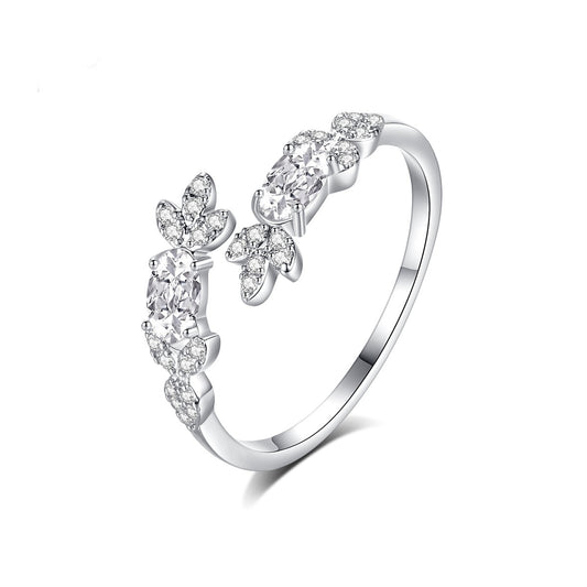 White Gold Plated Cubic Zirconia Crossover Ring AAA2290