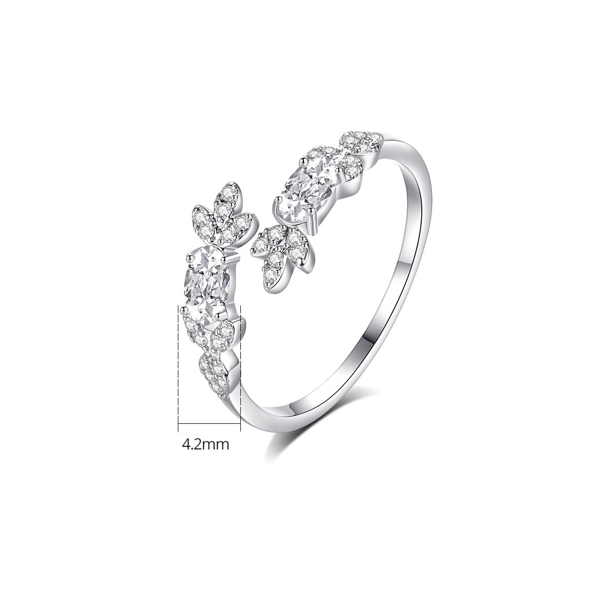 White Gold Plated Cubic Zirconia Crossover Ring AAA2290