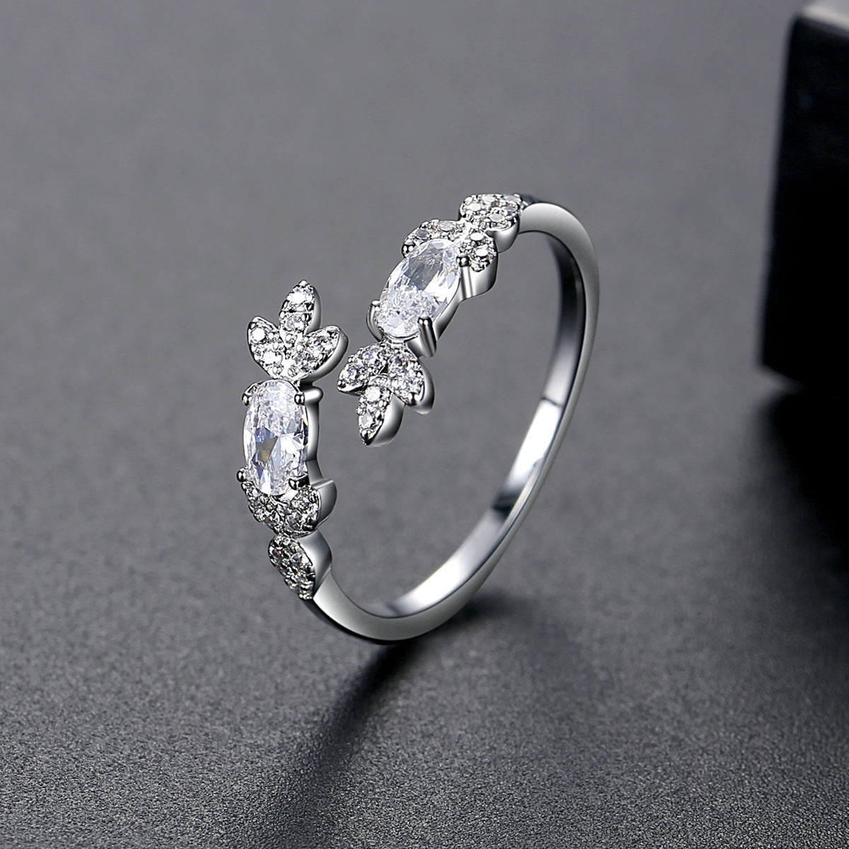 White Gold Plated Cubic Zirconia Crossover Ring AAA2290