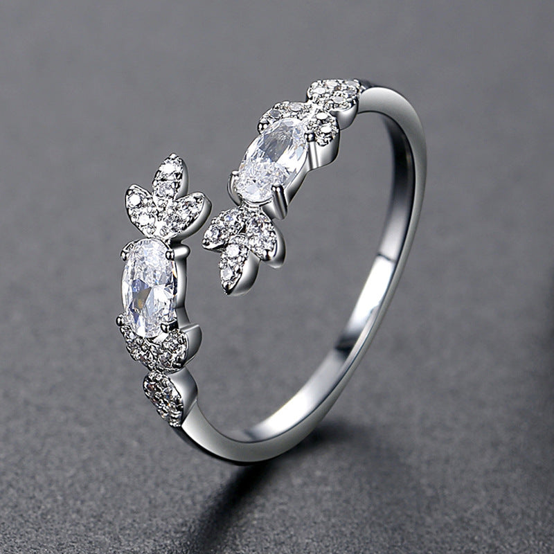 White Gold Plated Cubic Zirconia Crossover Ring AAA2290