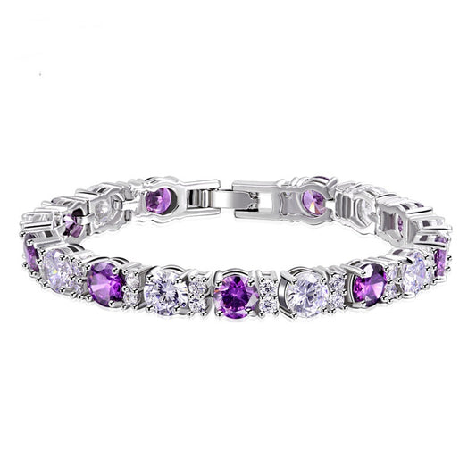 Purple & White Cubic Zirconia Tennis Bracelet AAA2295