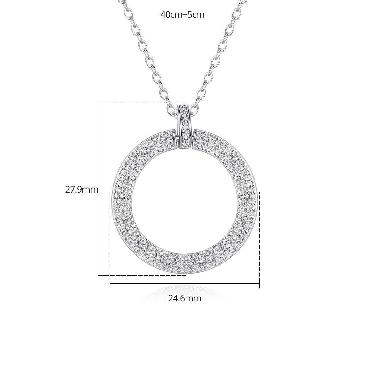 White Gold Plated Circle Cubic Zirconia Chain Necklace AAA2304