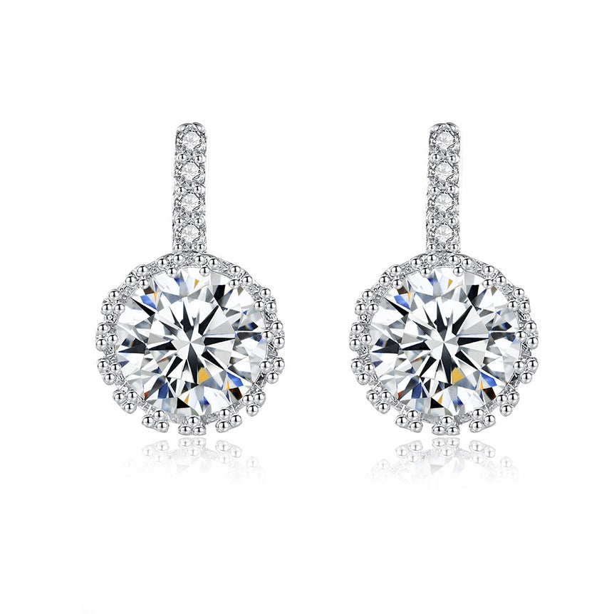 Round Cut Cubic Halo Zirconia Drop Earrings AAA2306