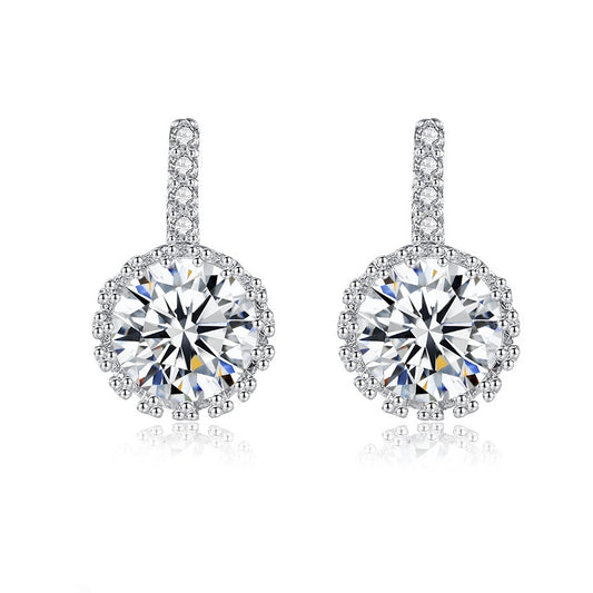 Round Cut Cubic Halo Zirconia Drop Earrings AAA2306