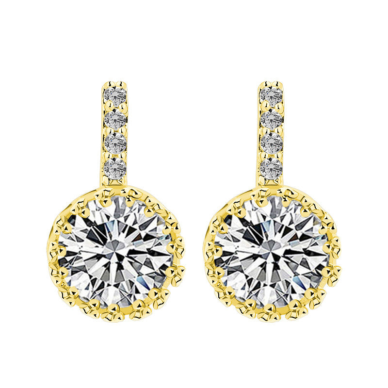 Round Cut Cubic Halo Zirconia Drop Earrings AAA2306