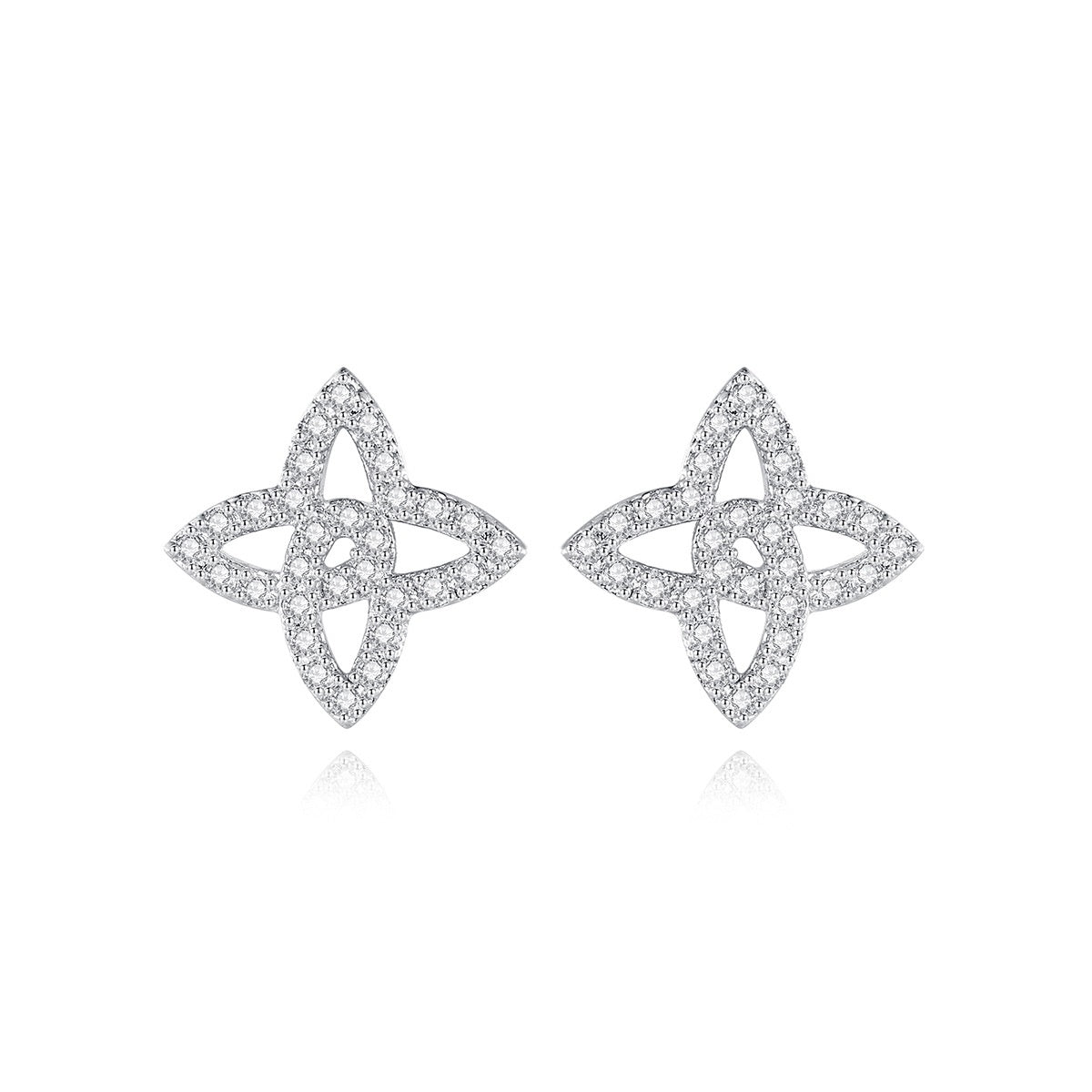 White Gold Plated Celtic Knot Cubic Zirconia Stud Earrings AAA2310
