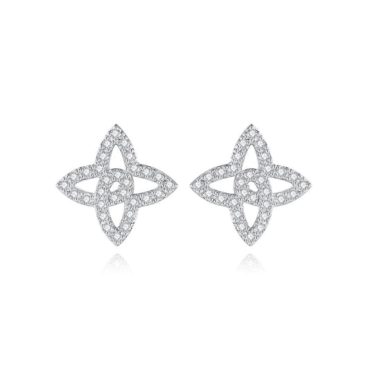 White Gold Plated Celtic Knot Cubic Zirconia Stud Earrings AAA2310