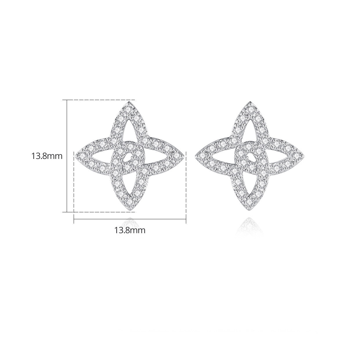White Gold Plated Celtic Knot Cubic Zirconia Stud Earrings AAA2310