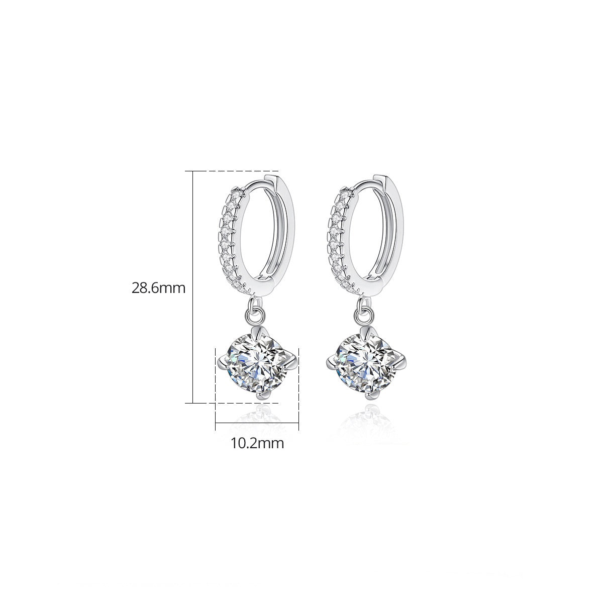 White Gold Plated Cubic Zirconia Huggie Dangle Earrings AAA2312