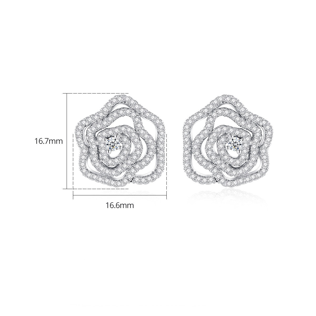 Rose-Shaped Cubic Zirconia Stud Earrings AAA2313