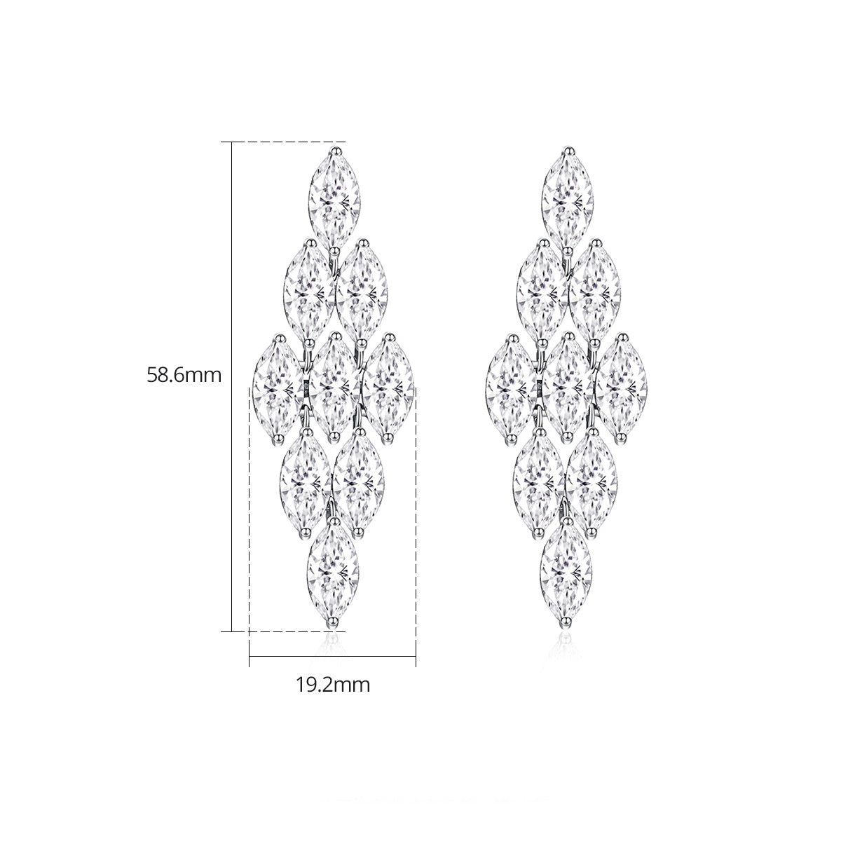 White Gold Plated Navette Cubic Zirconia Chandelier Earrings AAA2314