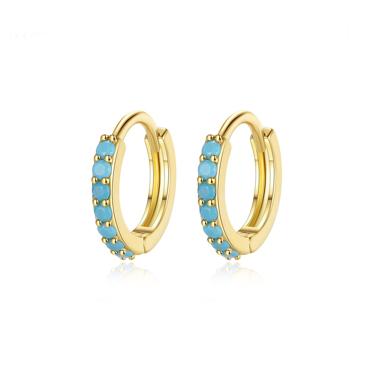 Gold Plated Turquoise Huggie Hoop Earrings AAA2319