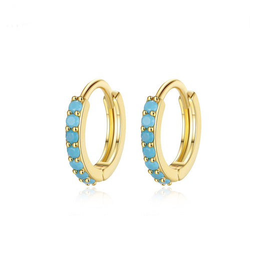 Gold Plated Turquoise Huggie Hoop Earrings AAA2319